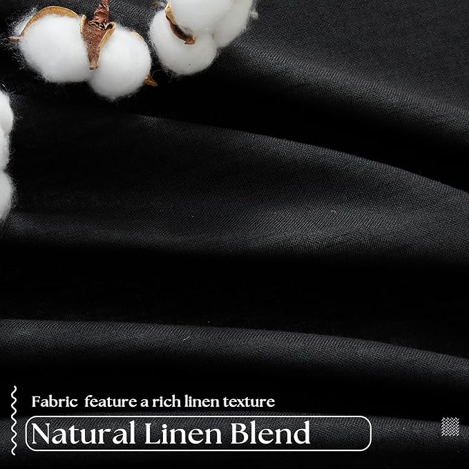 Black 100% Blackout Pinch Pleat Linen Curtains 108 Inches Long - Image 5