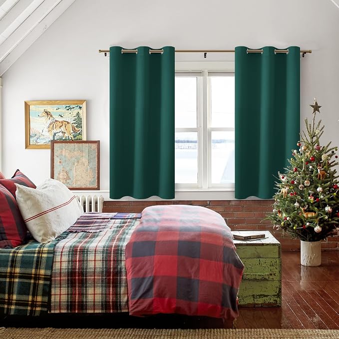 Blackout Curtains for Bedroom, Hunter Green, 42 x 54 Inch, 2 Panels | Thermal - Image 6