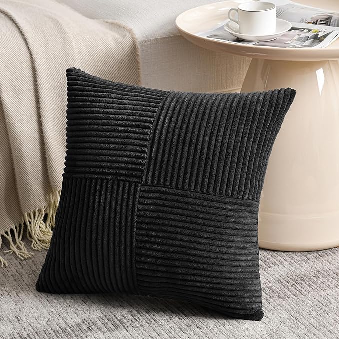 Fancy Homi 2 Packs Black Euro Decorative Throw Pillow Covers 28x28 Inch - Image 2