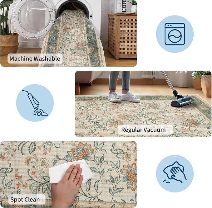 GarveeHome 4x6 Sage Green Washable Area Rug Bedroom Non Slip Nursery Room | - Image 7