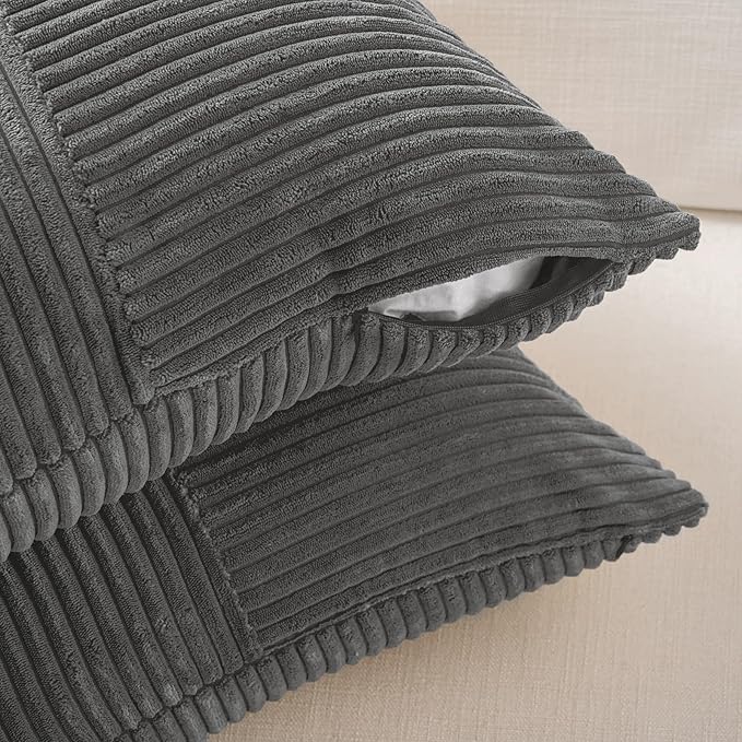 Fancy Homi 2 Packs Dark Gray Euro Decorative Throw Pillow Covers 26x26 Inch - Image 4