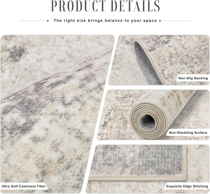 3x14 Washable Runner Rug：Modern Abstract Soft Carpet Brown Beige | - Image 5