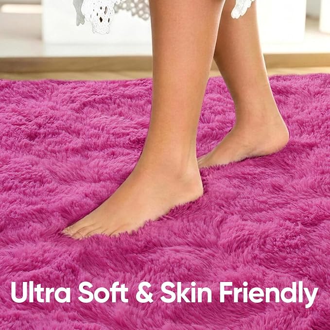 10x14 Extra Large Hot Pink Fluffy Soft Area Rug Non-Slip - Image 5
