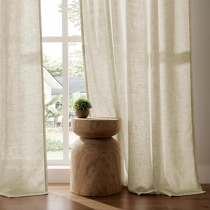 Joydeco Linen Curtains 72 Inch Length 2 Panel Sets, Light Filtering Curtains - Image 4