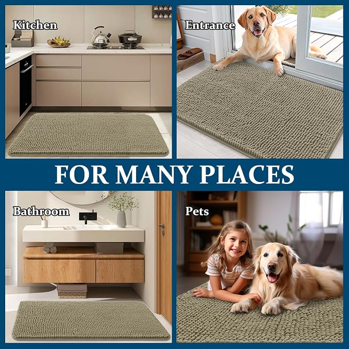 OLANLY Dog Door Mat for Muddy Paws 44x24, Super Absorbent Chenille Mud Mat | - Image 8