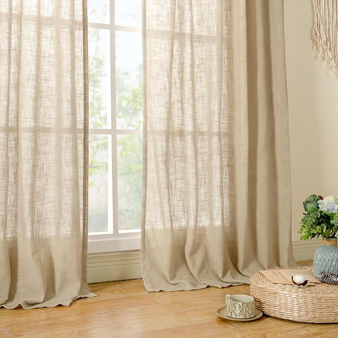 102 Inch Length Light Filtering Sheer Linen Curtains, 52 x 102 Inch | Linen - Image 9
