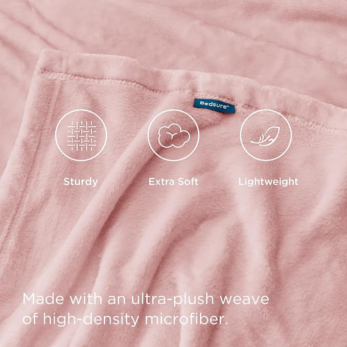 Bedsure GentleSoft Pink Fleece Blankets Queen Size - Image 4