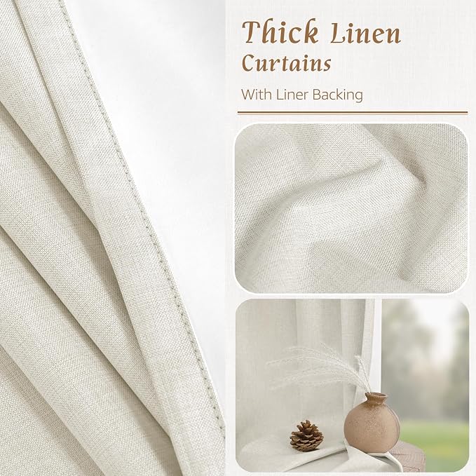 Ivory Full Blackout Linen Curtains - Image 8