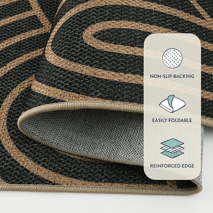 Lahome Enfys Modern Rainbow Easy Jute Patio Rug, 3x5 Washable Rugs - Image 4