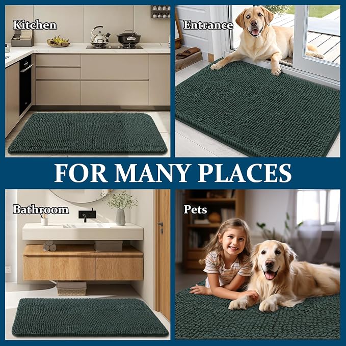 OLANLY Dog Door Mat for Muddy Paws 59x35, Super Absorbent Chenille Mud Mat | - Image 8