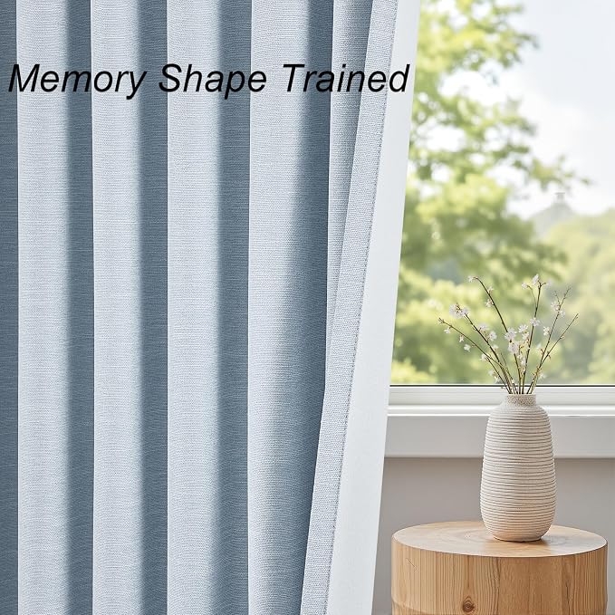 Topfinel Light Blue Linen Blackout Curtains 90 Inches Long - Image 6