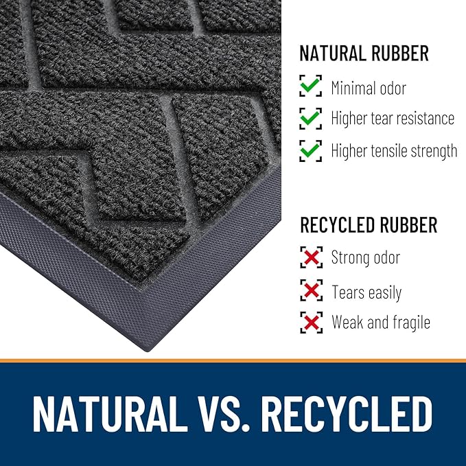 OLANLY Front Door Mat Outside 59x23, All-Season Absorbent Rubber Doormat | Black - Image 5