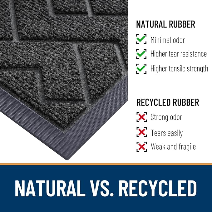 OLANLY Front Door Mat Outside 47x23, All-Season Absorbent Rubber Doormat | Black - Image 5