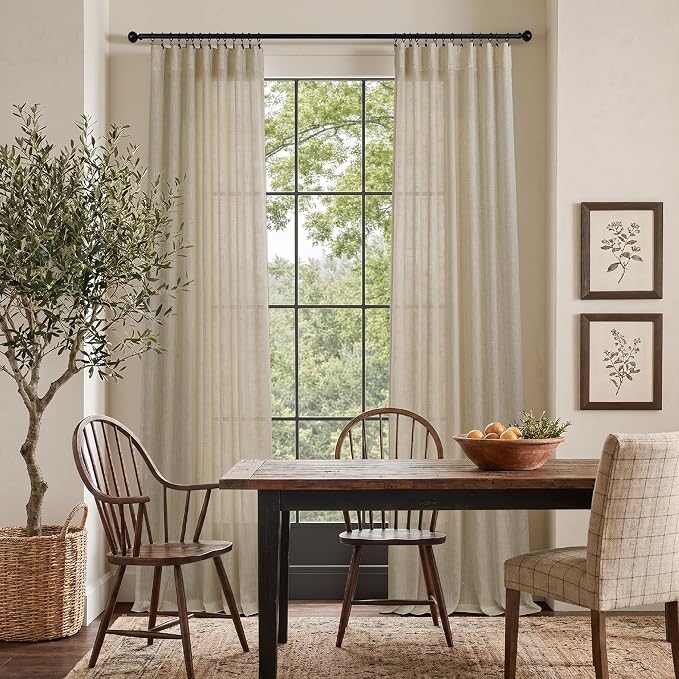 Burlywood Birch Flax Linen Curtains 84 Inch Length 2 Panels - Image 2