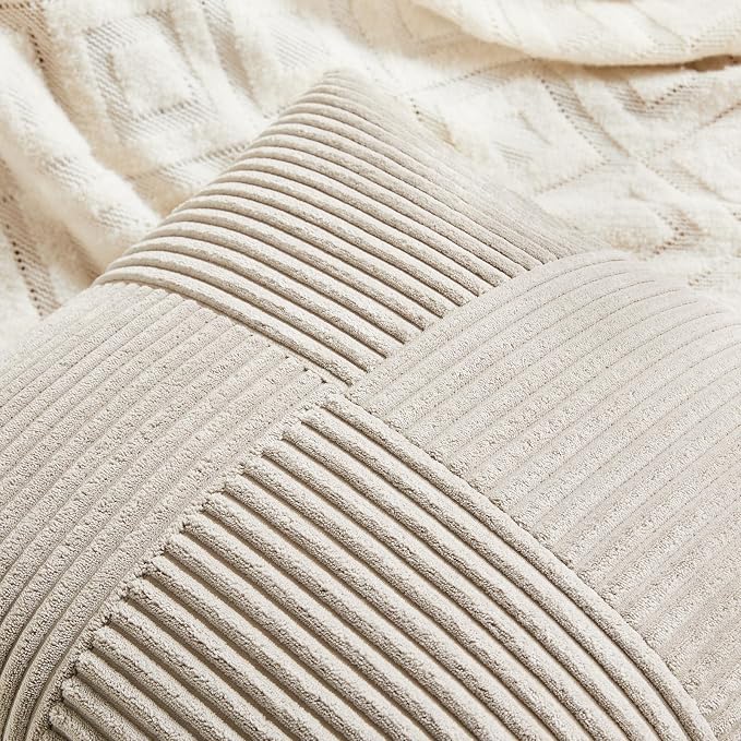 Fancy Homi 2 Packs Neutral Taupe Samll Decorative Throw Pillow Covers 14x14 Inch - Image 3
