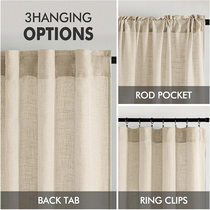 MIULEE Linen Curtains 52x96 Inch Length 2 Panels - Image 3