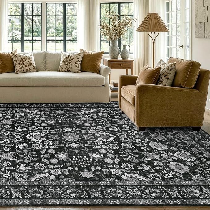 5x7 Ft Area Rugs for Living Room, Soft Non-Slip Machine Washable Rug, Vintage - Image 3