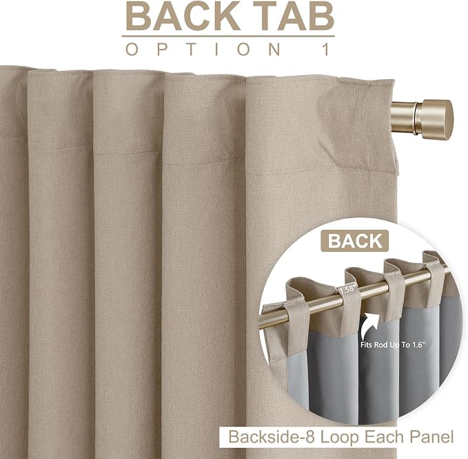 Linen Textured Blackout Sliding Door Curtains 84 Inch Long Burlywood Birch | - Image 3