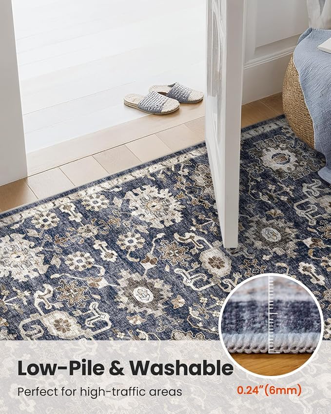 AMADA HOMEFURNISHING 9x12 Washable Area Rug, Low-Profile Large Area Rug - Image 8