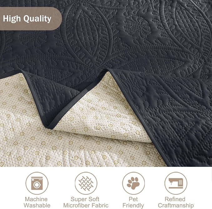 Black Quilted Recliner Covers, Waterproof Recliner Chair Covers, Lazy Boy Chair - Image 5