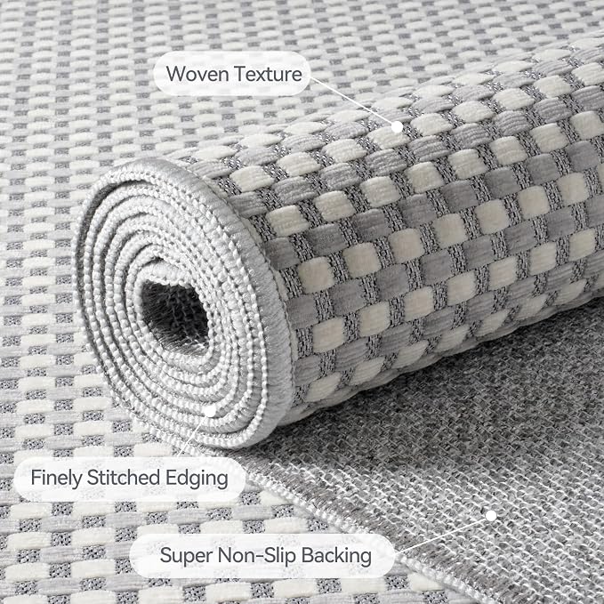 Hallway Runner Rug Woven Washable Long Kitchen Runner Gray 2x5 ft | Boho Soft - Image 5