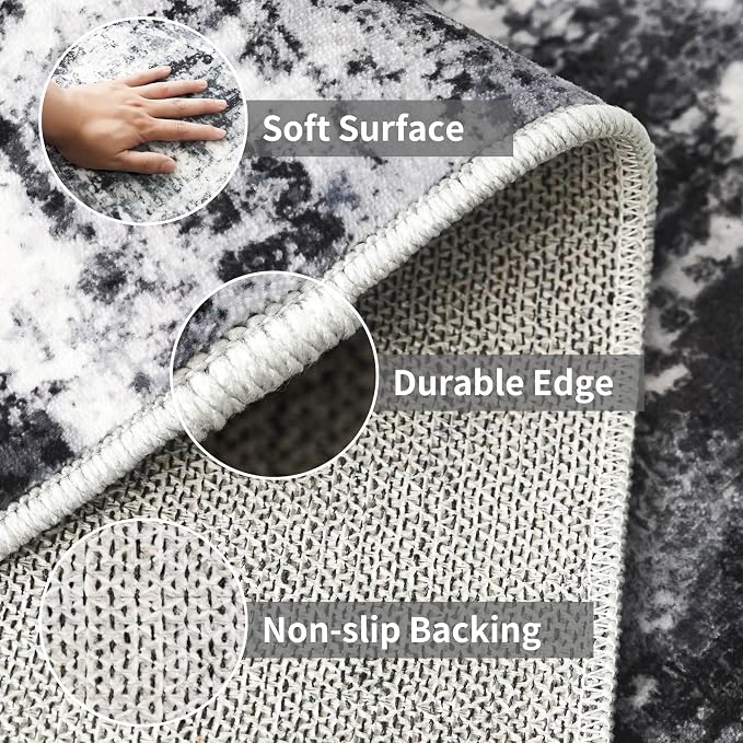 2x6 Washable Runner Rugs for Hallway: Easy-to-Clean Abstract Runners for - Image 5