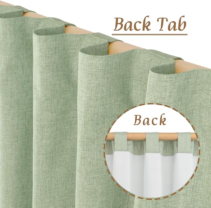 Light Green 100% Blackout Linen Curtains 63 Inches - Image 6