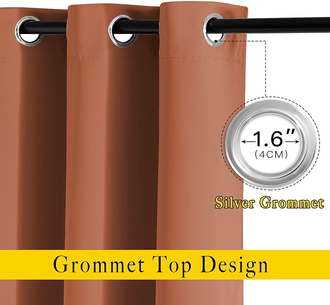 NICETOWN Burnt Orange Curtains 84 inches Long, Grommet Room Darkening Thermal - Image 2