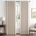 MIULEE 100% Blackout Linen Curtains 42 x 63 Inch Natural 2 Panels | Thermal by MIULEE