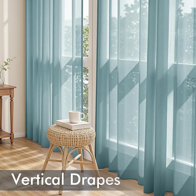 MIULEE Dusty Blue Sheer Curtains 90 Inches Long 4 Panels 42 x 90 Inches | Light - Image 5