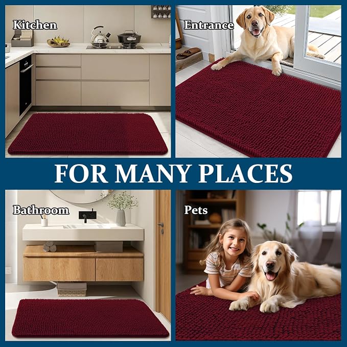 OLANLY Dog Door Mat for Muddy Paws 30x17, Super Absorbent Chenille Mud Mat | - Image 8