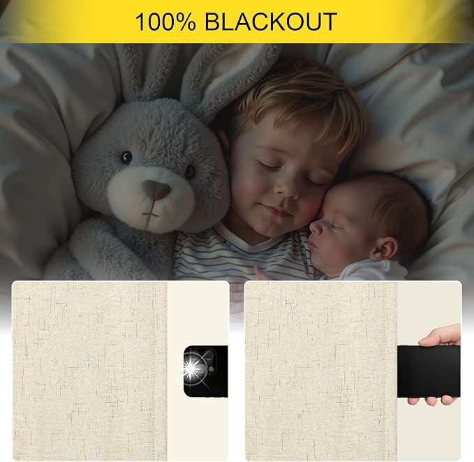 Burlap Curtains 90 Inches Long for Bedroom 2 Panel 100 Percent Blackout Linen - Image 4