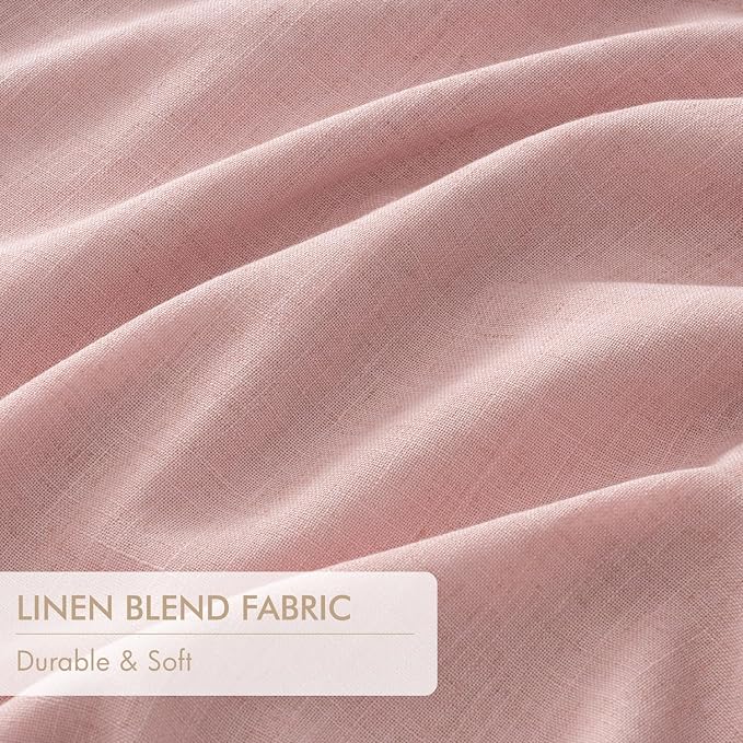 MIULEE Pink Pinch Pleated 100% Blackout Linen Curtains 40x102 Inches | Room - Image 6