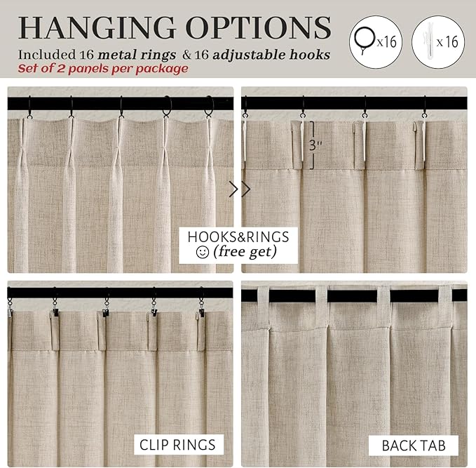 Custom Natural Linen Pinch Pleated Room Divider Curtains 78 Inches Long 2 - Image 4