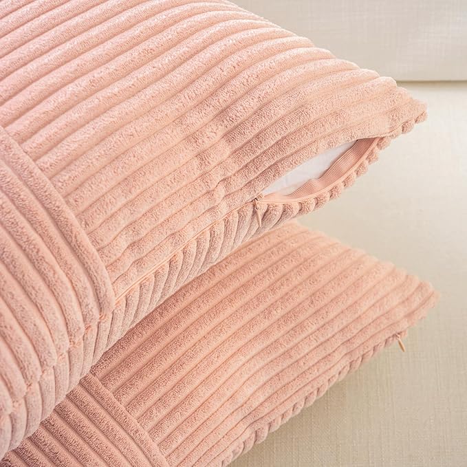 Fancy Homi 2 Packs Peach Long Lumbar Decorative Throw Pillow Covers 12x24 Inch - Image 4