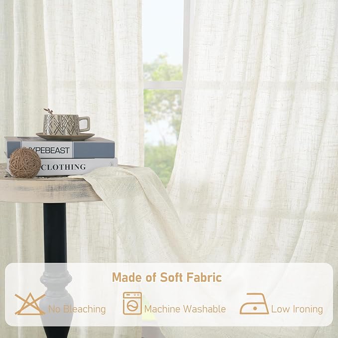 72 inch Length Cream Linen Curtains - Image 8
