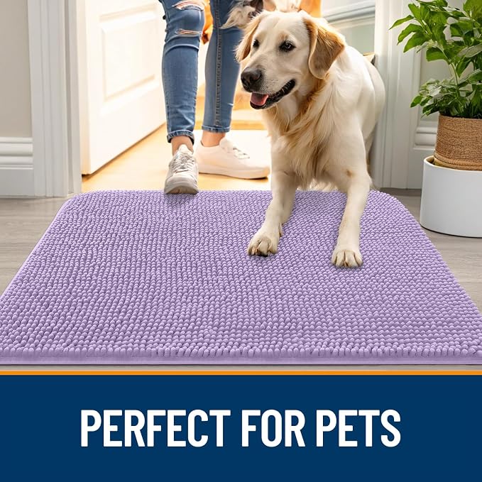 OLANLY Dog Door Mat for Muddy Paws 59x35, Super Absorbent Chenille Mud Mat | - Image 6