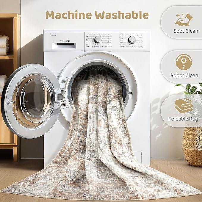 LOONGRUG 10x13 Area Rug Washable Large Neutral Modern Living Room Rug | - Image 2