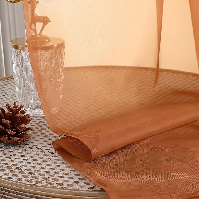 Sheer Orange Curtains 108 Inches Long 2 Panels Set, 59 Inch Extra Wide - Image 4