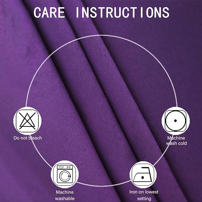 Blackout Curtains 52 x 120 Inch Long Purple Curtains Set of 2 Panels Room - Image 4