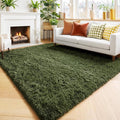 Amdrebio Olive Green Large Fuzzy Furry Area Rug 6x9 by Amdrebio