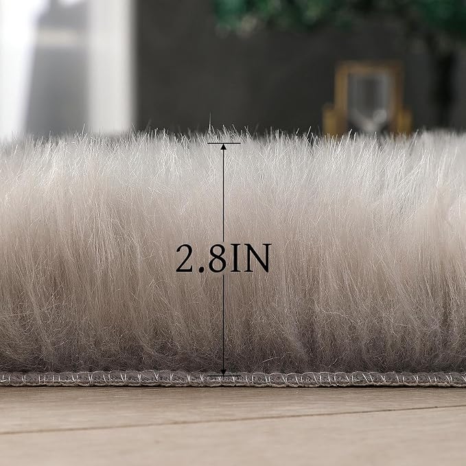 linmopm Faux Fur Sheepskin Rug, 4x6 ft | Shag Fluffy Fuzzy, High-Density Cushion - Image 2