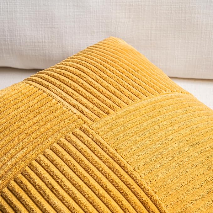 Fancy Homi 2 Packs Gold Yellow Euro Decorative Throw Pillow Covers 28x28 Inch - Image 3