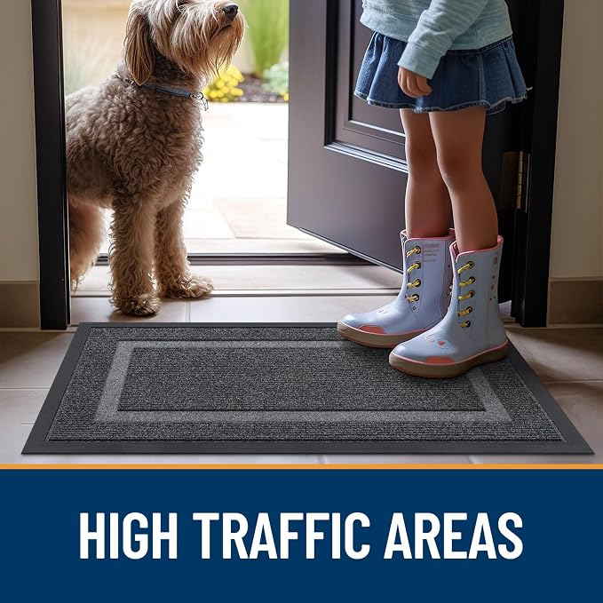 OLANLY Front Door Mat Outside 59x34, All-Season Heavy-Duty Rubber Doormat | Grey - Image 7