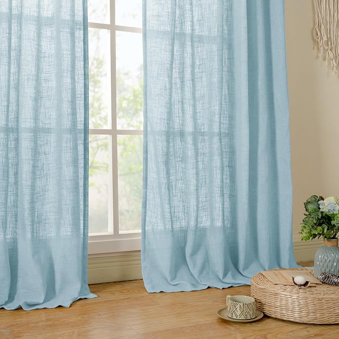 36 Inch Length Linen Semi Sheer Curtains - Image 9