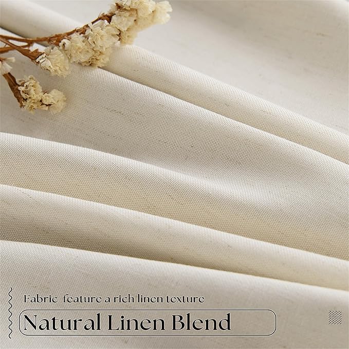 Cream Beige Linen Pinch Pleat Black Out Curtains 84 Inch Length 2 Panels | 2 - Image 5