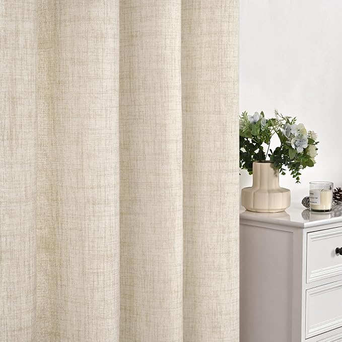 YoungsTex Linen Curtains 38 x 84 Inch Length, Light Filtering Drapes Rustic - Image 6