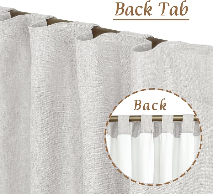 45 Inch Natural 100% Blackout Linen Curtains - Image 6