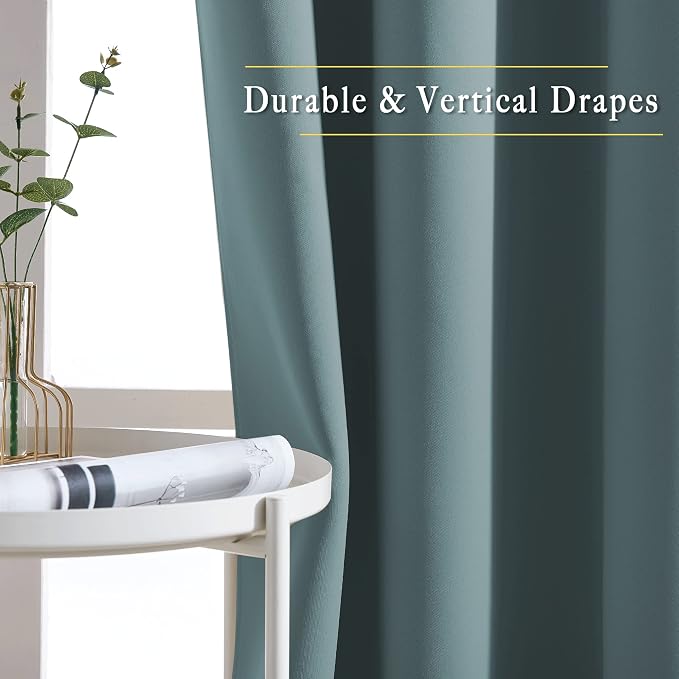 NICETOWN Greyish Blue Kitchen Window Curtains Over Sink - Image 5