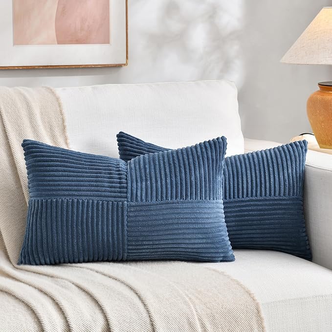 Fancy Homi 2 Packs Dusty Blue Lumbar Decorative Throw Pillow Covers 16x28 Inch by Fancy+Homi